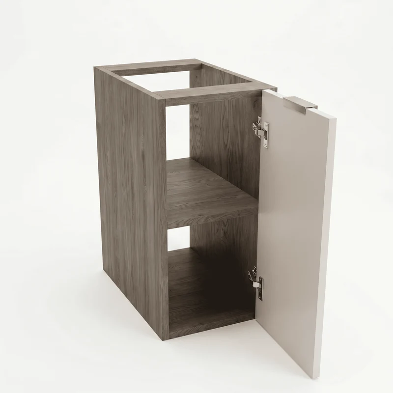 Badezimmerschrank 30 cm mit 1 Tür, Fronten mit Rahmen Roma - Kaschmir/Walnuss Dunkel