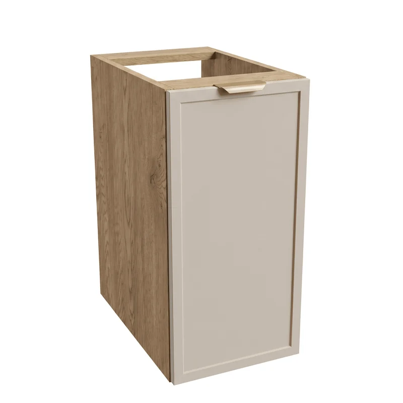 Badezimmerschrank 30 cm mit 1 Tür, Fronten mit Rahmen Roma - Kaschmir/Eiche Cremona