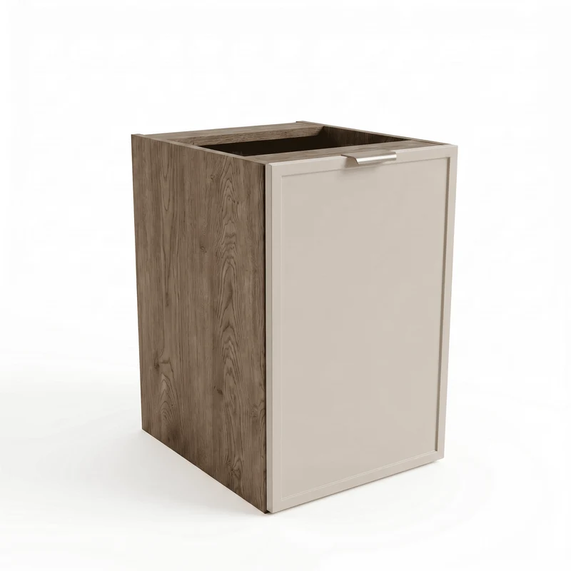 Badezimmerschrank 40 cm mit Wäschekorb Roma - Kaschmir/Walnuss Dunkel