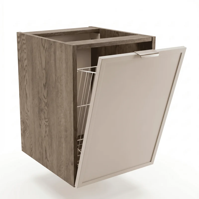 Badezimmerschrank 40 cm mit Wäschekorb Roma - Kaschmir/Walnuss Dunkel