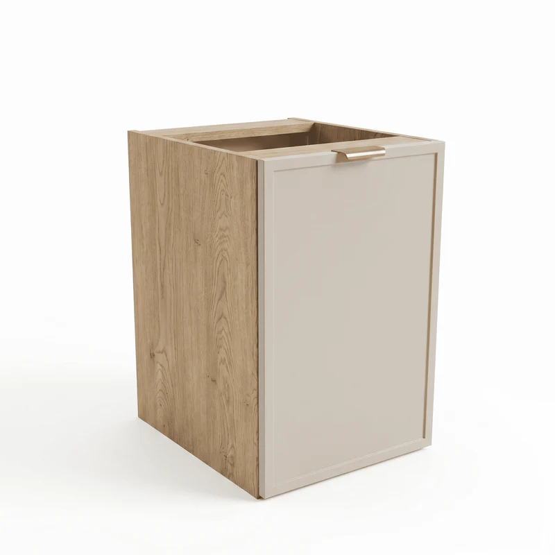 Badezimmerschrank 40 cm mit Wäschekorb Roma - Kaschmir/Eiche Cremona
