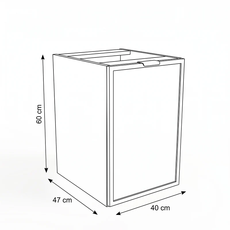 Badezimmerschrank 40 cm mit Wäschekorb Roma - Kaschmir/Eiche Cremona