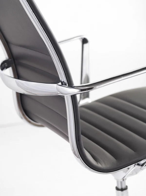 Designer Chefsessel schwarz Echtleder Aluminium, Bürostuhl schwarz