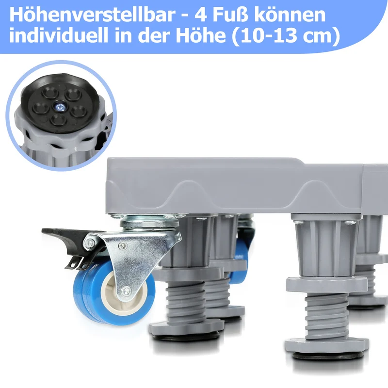 SWANEW Waschmaschinen Untergestell, 41-65cm 8 Füße und 4 Räder, Verstellbare Waschmaschine Sockel, Podeste & Rahmen für Gefrierschrank