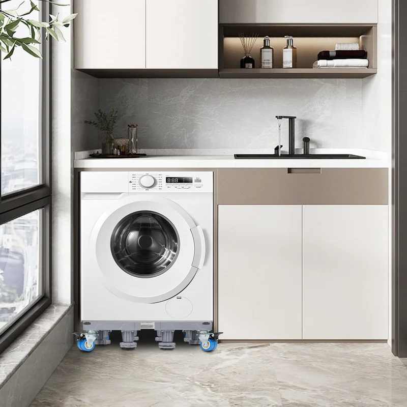 SWANEW Waschmaschinen Untergestell, 41-65cm 8 Füße und 4 Räder, Verstellbare Waschmaschine Sockel, Podeste & Rahmen für Gefrierschrank