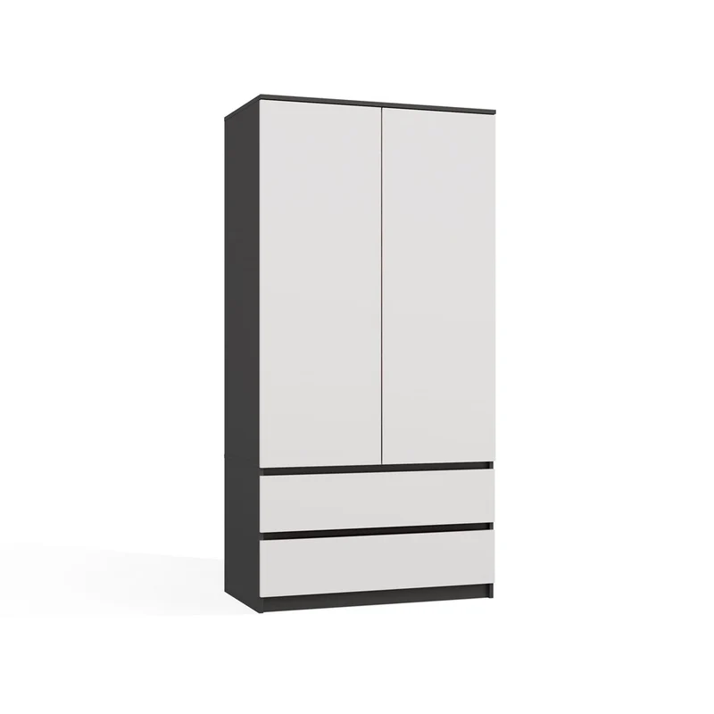Moderner Schrank Malwa SS-90 | Farbe: Anthrazit/Weiß | Ideal für Schlafzimmer, Flur, Kinderzimmer oder Büro | 4 praktische Einlegebögen