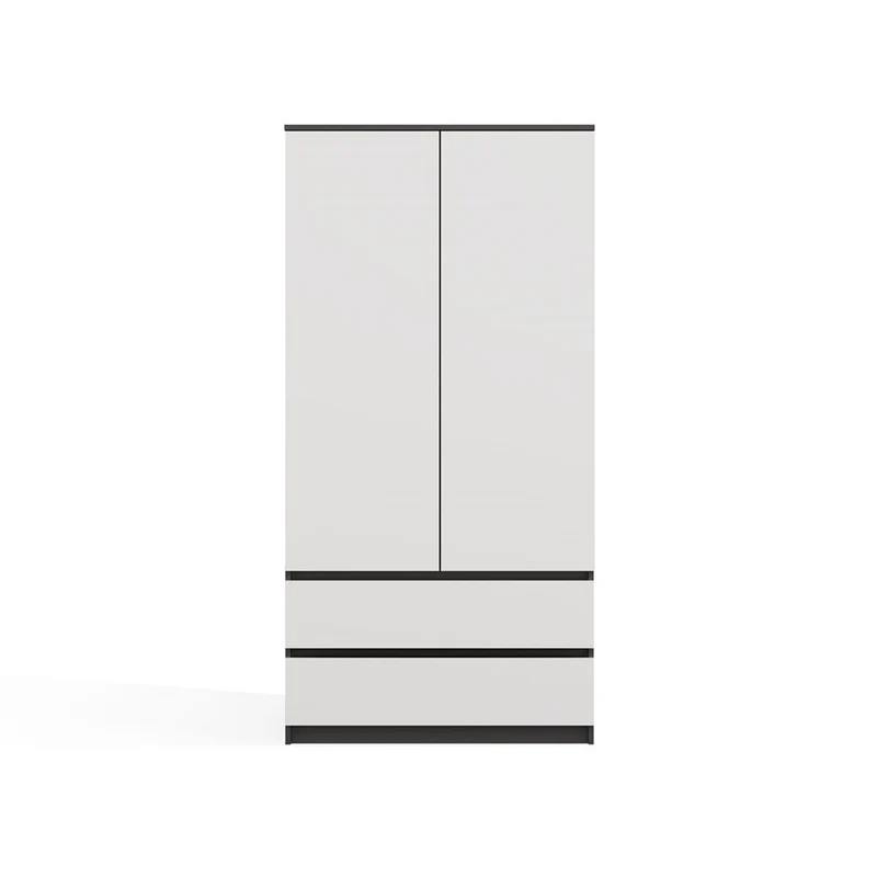 Moderner Schrank Malwa SS-90 | Farbe: Anthrazit/Weiß | Ideal für Schlafzimmer, Flur, Kinderzimmer oder Büro | 4 praktische Einlegebögen