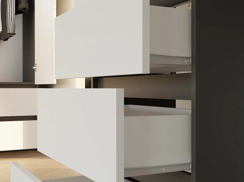 Kommode Malwa M4 | Farbe: Anthrazit/Weiss | Ideal für Wohnzimmer, Schlafzimmer, Kinderzimmer, Jugendzimmer und Büro | 4 geräumige Schubladen