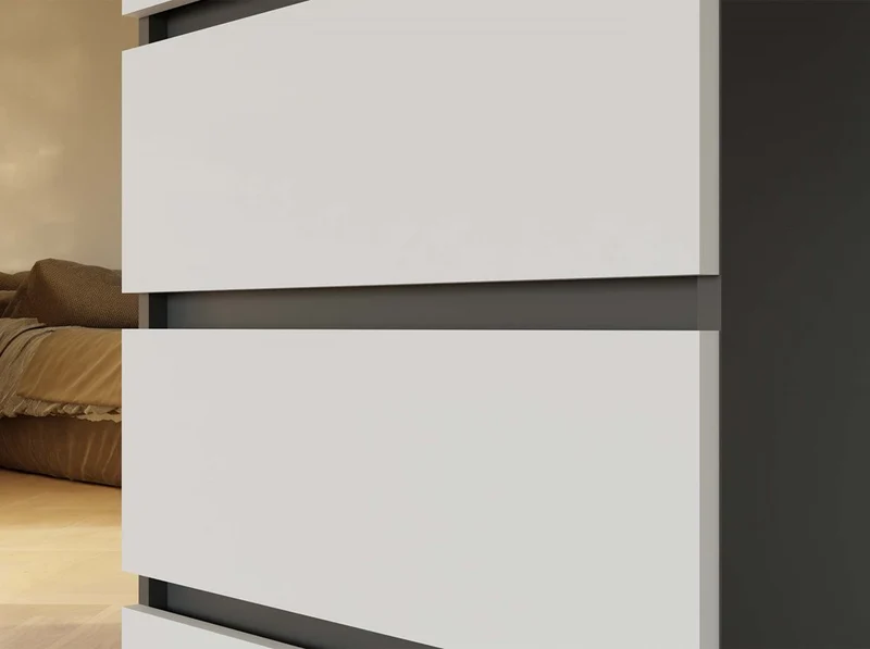 Kommode Malwa M4 | Farbe: Anthrazit/Weiss | Ideal für Wohnzimmer, Schlafzimmer, Kinderzimmer, Jugendzimmer und Büro | 4 geräumige Schubladen