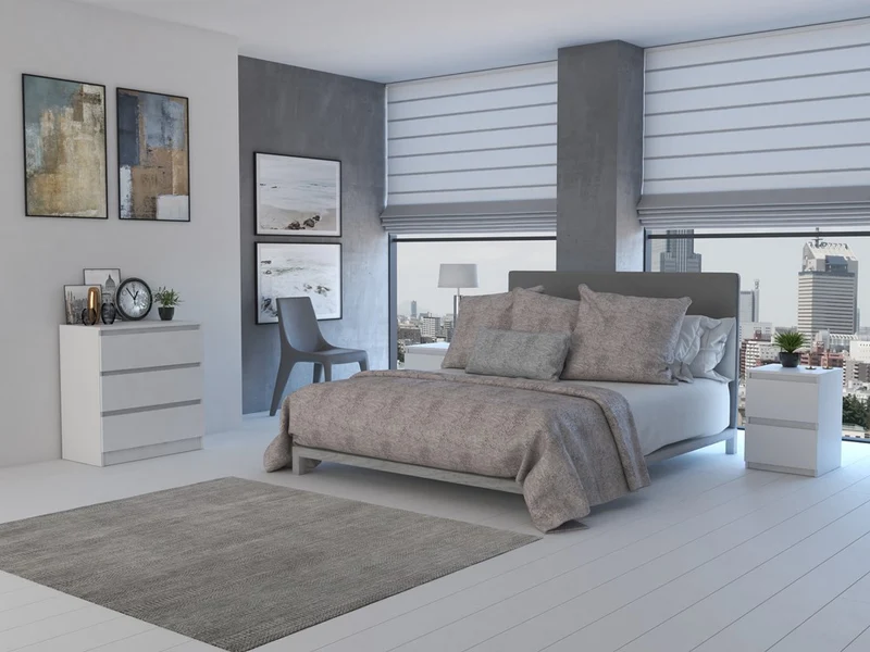 Nachttisch M2 Malwa x2, Nachtschrank | Farbe: Weiß | Ideal für Schlafzimmer, Kinderzimmer, Teenager | Einfache Montage