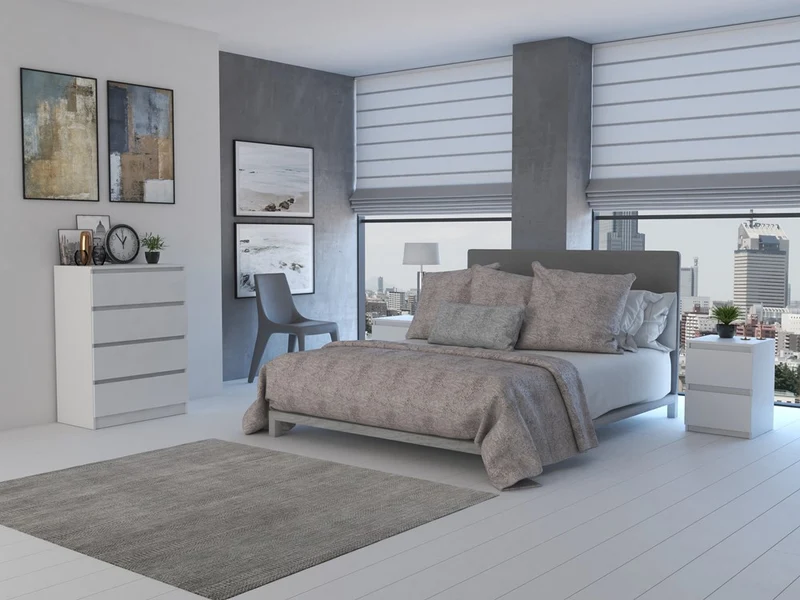 Nachttisch M2 Malwa x2, Nachtschrank | Farbe: Weiß | Ideal für Schlafzimmer, Kinderzimmer, Teenager | Einfache Montage