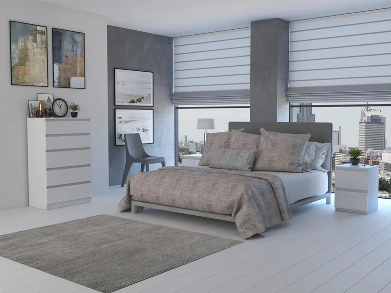 Nachttisch M2 Malwa x2, Nachtschrank | Farbe: Weiß | Ideal für Schlafzimmer, Kinderzimmer, Teenager | Einfache Montage