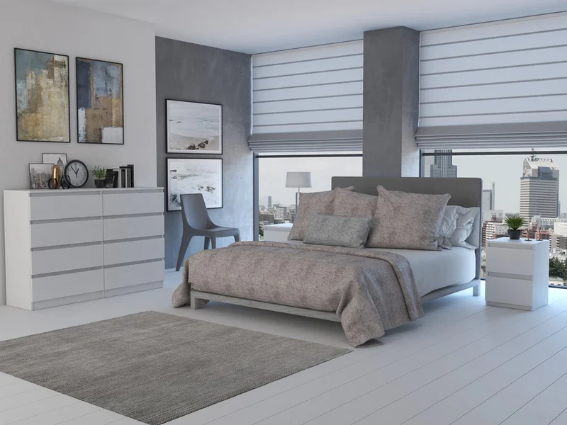 Nachttisch M2 Malwa x2, Nachtschrank | Farbe: Weiß | Ideal für Schlafzimmer, Kinderzimmer, Teenager | Einfache Montage