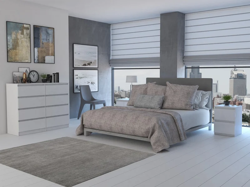 Nachttisch M2 Malwa x2, Nachtschrank | Farbe: Weiß | Ideal für Schlafzimmer, Kinderzimmer, Teenager | Einfache Montage
