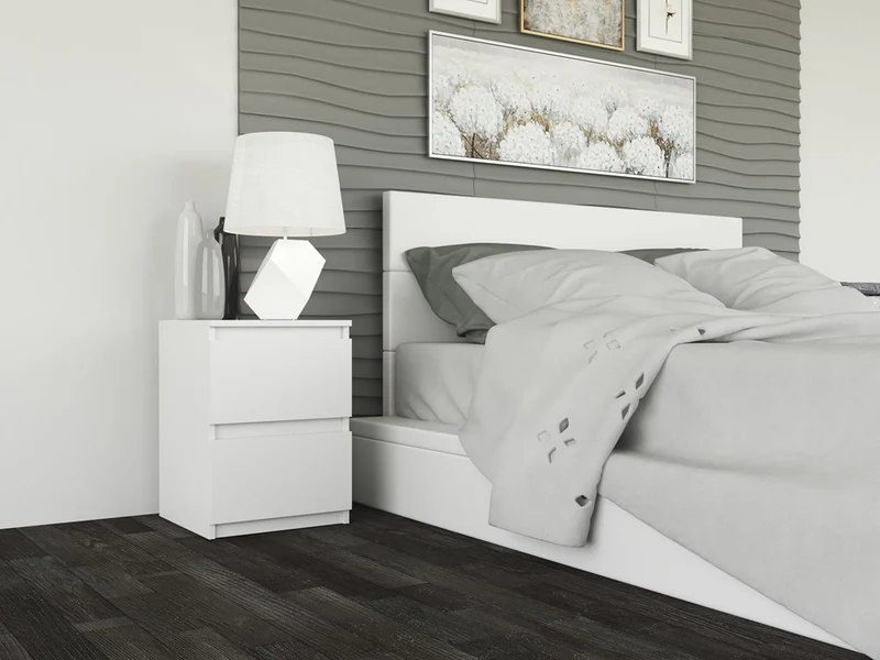 Nachttisch M2 Malwa x2, Nachtschrank | Farbe: Weiß | Ideal für Schlafzimmer, Kinderzimmer, Teenager | Einfache Montage