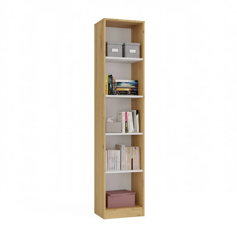 Bücherregal R40 | Farbe: Eiche Artisan/Weiß | Regal für Bücher und Spielzeug | Ideal für Kinderzimmer, Teenager, Jugendzimmer