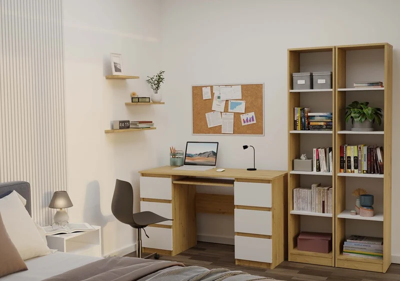 Bücherregal R40 | Farbe: Eiche Artisan/Weiß | Regal für Bücher und Spielzeug | Ideal für Kinderzimmer, Teenager, Jugendzimmer