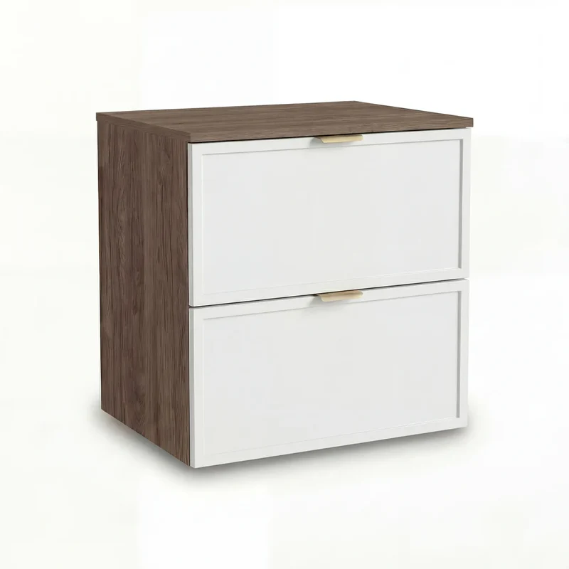 Waschtischunterschrank 140 cm mit Regal Roma - Weiß/Walnuss Dunkel
