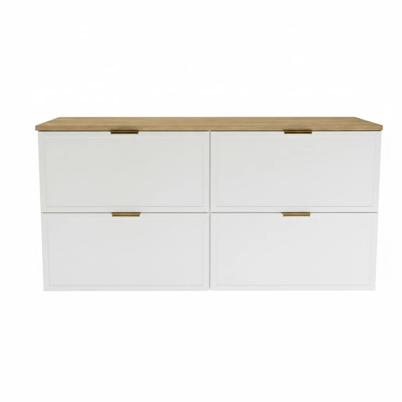 Waschtischunterschrank mit 4 Schubladen 120 cm Roma - Weiß/Eiche Cremona
