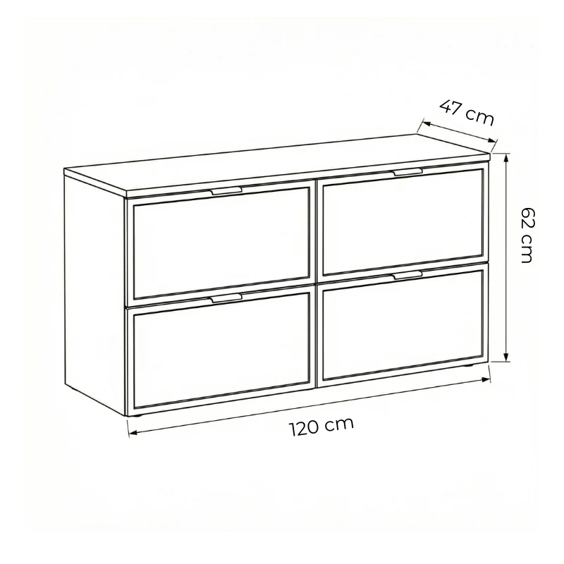 Waschtischunterschrank mit 4 Schubladen 120 cm Roma - Weiß