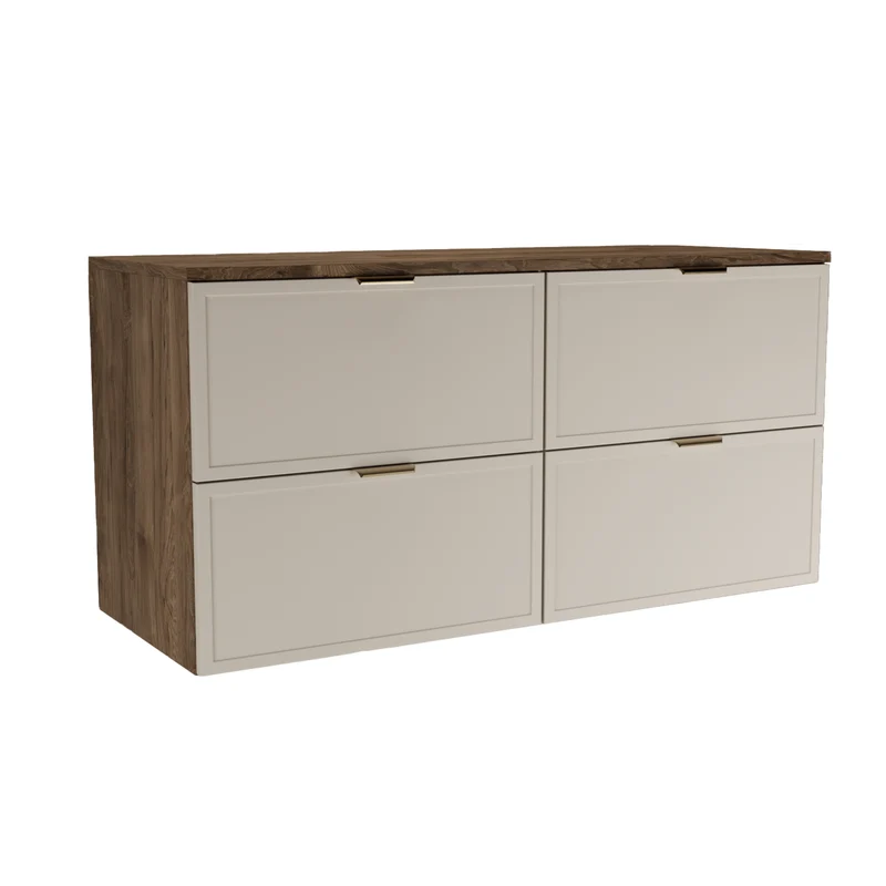 Waschtischunterschrank mit 4 Schubladen 120 cm Roma - Kaschmir/Walnuss Dunkel