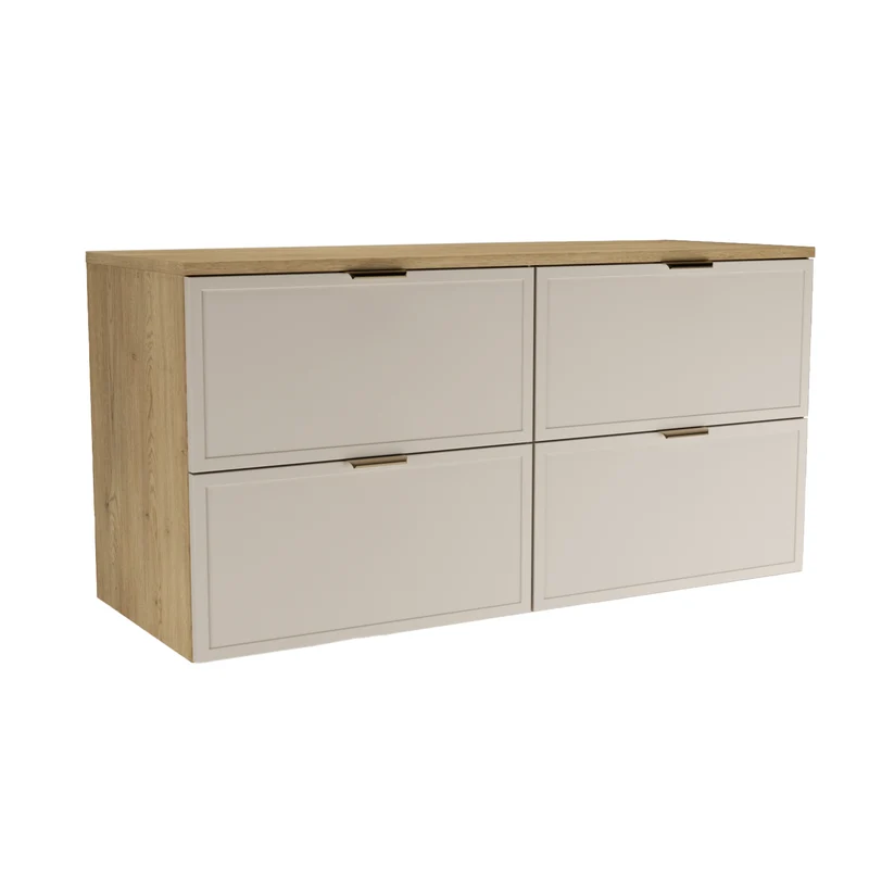 Waschtischunterschrank mit 4 Schubladen 120 cm Roma - Kaschmir/Eiche Cremona