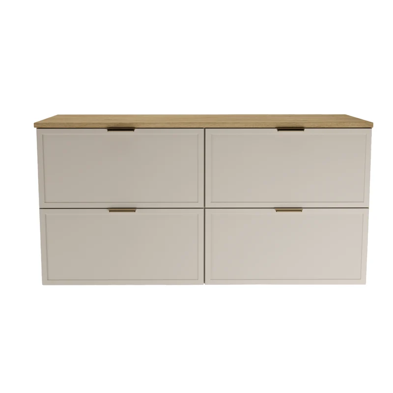 Waschtischunterschrank mit 4 Schubladen 120 cm Roma - Kaschmir/Eiche Cremona