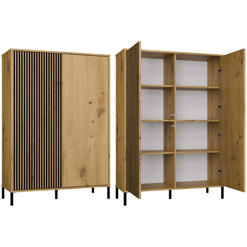 CDF Moderne Kabinett KAMARO 2DD | Farbe: Eiche Artisan - Schwarz | Ideal für Wohnzimmer, Schlafzimmer, Kinderzimmer und Büro