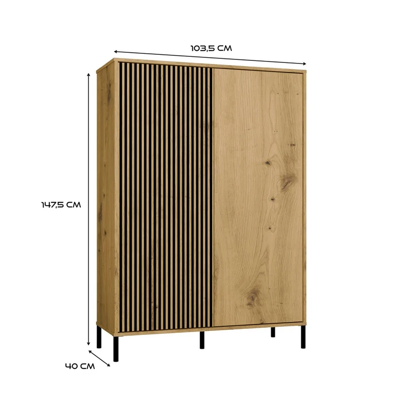 CDF Moderne Kabinett KAMARO 2DD | Farbe: Eiche Artisan - Schwarz | Ideal für Wohnzimmer, Schlafzimmer, Kinderzimmer und Büro