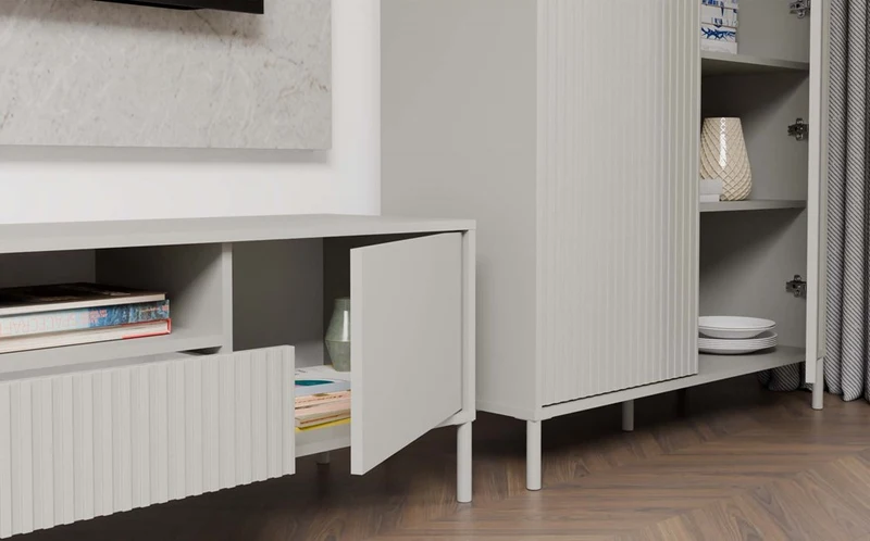 TV-MÖBEL 160 KAMARO KASMIR BEIGE FRONT TISCH RIFFLED