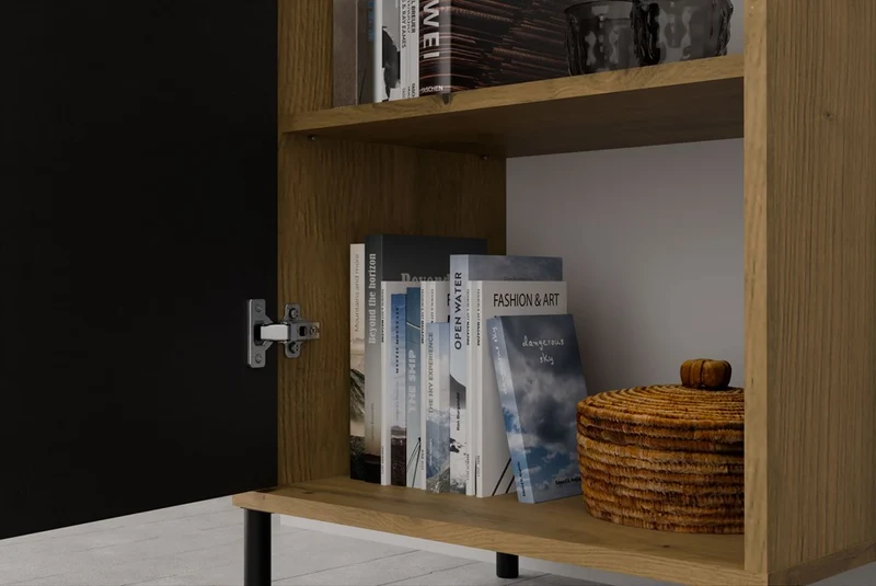 CDF Moderne Kabinett KAMARO 2DK | Farbe: Eiche Artisan - Schwarz | Ideal für Wohnzimmer, Schlafzimmer, Kinderzimmer und Büro