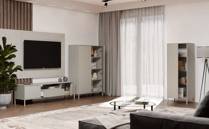 CDF Moderne Kabinett KAMARO 1DD | Farbe: Kaschmir (beige) | Ideal für Wohnzimmer, Schlafzimmer, Kinderzimmer und Büro |