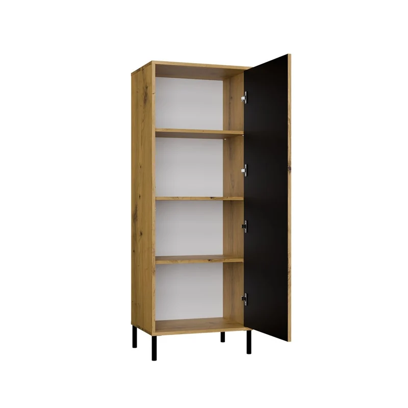 CDF Moderne Kabinett KAMARO 1DD | Farbe: Eiche Artisan - Schwarz | Schrank für Dokumente, Kleinigkeiten | Ideal für Wohnzimmer, Schlafzimmer, Kinderzimmer und Büro | Einfache Montage