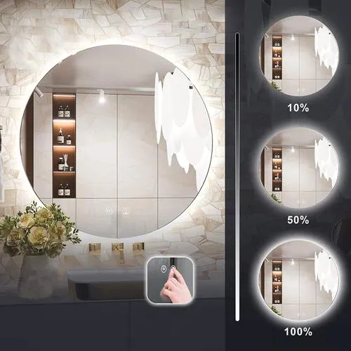 Badmöbel-Set: 40 cm Schrank mit Waschbecken und LED-Spiegel HZJ 050 Willy - Salbei