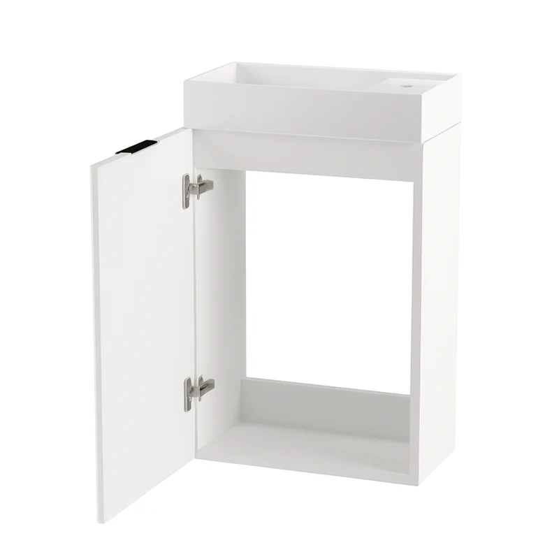 Badmöbel-Set: 40 cm Schrank mit Waschbecken und LED-Spiegel HZJ 050 Willy - Weiß