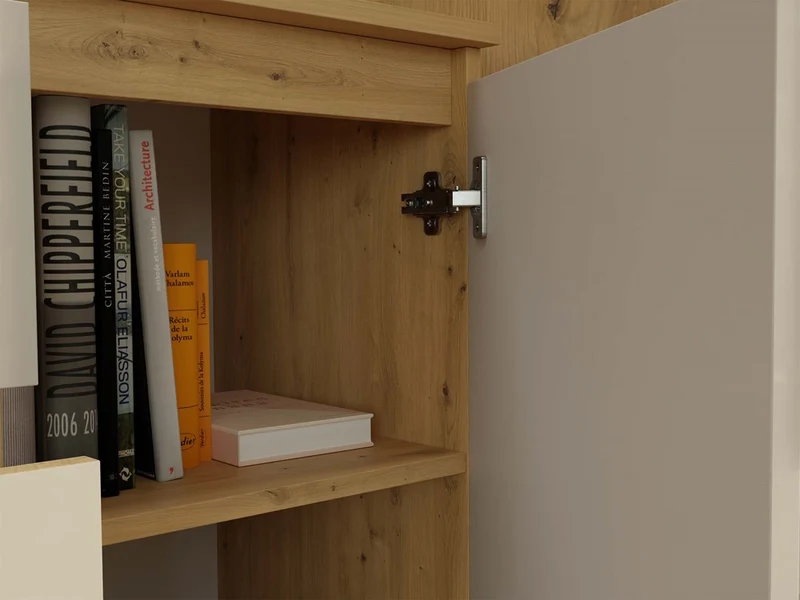 KOMMODE 2D3S 120 CM EICHE ARTISAN KASCHMIR BEIGE SCHRANK 2 TÜREN 3 SCHUBLADEN WOHNZIMMER