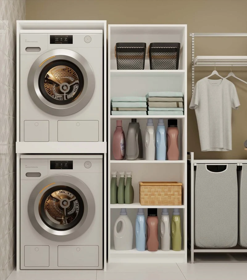 BADEZIMMERSCHRANK FÜR WASCHMASCHINE UND TROCKNER POLA TWIN – WEISS