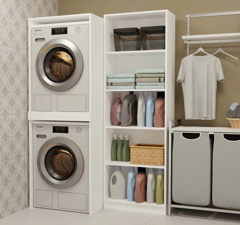 BADEZIMMERSCHRANK FÜR WASCHMASCHINE UND TROCKNER POLA TWIN – WEISS