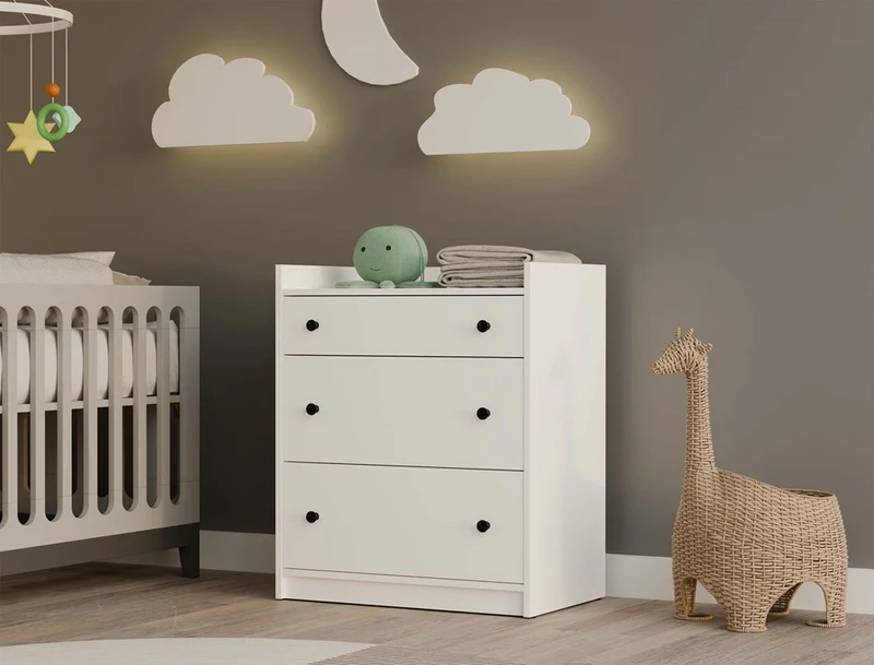 KOMMODE HOUSTON SCHRANK MIT 3 SCHUBLADEN WEISS