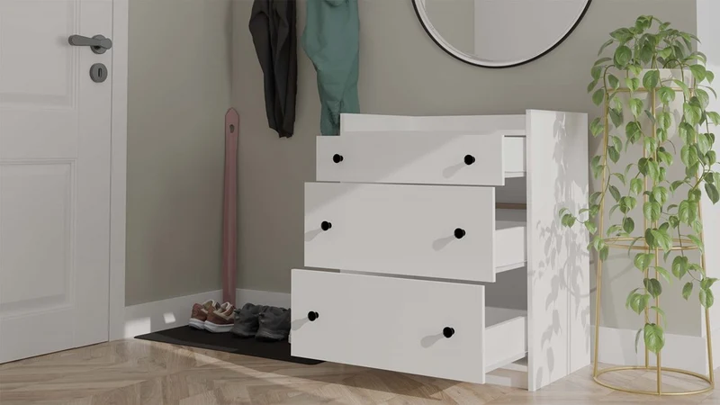 KOMMODE HOUSTON SCHRANK MIT 3 SCHUBLADEN WEISS