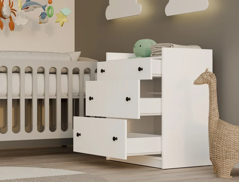 KOMMODE HOUSTON SCHRANK MIT 3 SCHUBLADEN WEISS