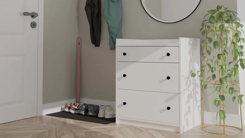 KOMMODE HOUSTON SCHRANK MIT 3 SCHUBLADEN WEISS