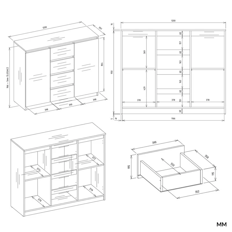 KOMMODE SCHRANK 2D4S 120 – KASCHMIR BEIGE