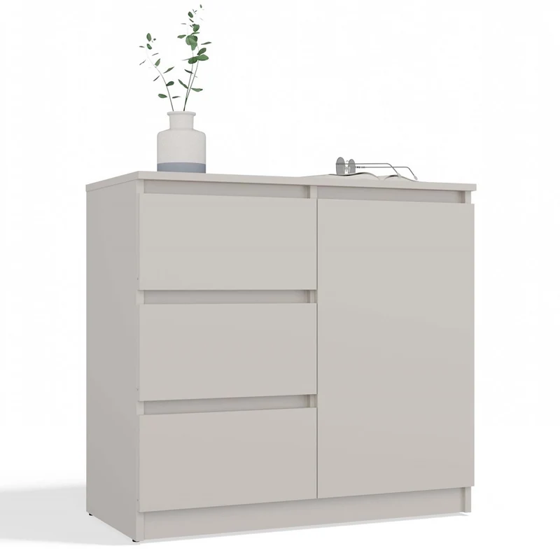 KOMMODE 1D3S SCHRANK 1 TÜR 3 SCHUBLADEN KASCHMIR BEIGE