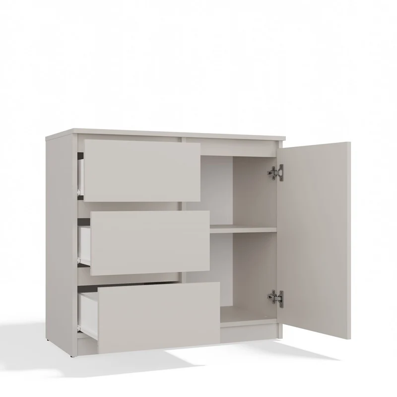 KOMMODE 1D3S SCHRANK 1 TÜR 3 SCHUBLADEN KASCHMIR BEIGE