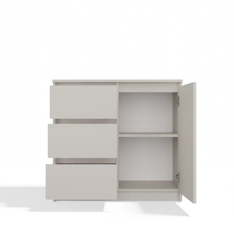 KOMMODE 1D3S SCHRANK 1 TÜR 3 SCHUBLADEN KASCHMIR BEIGE