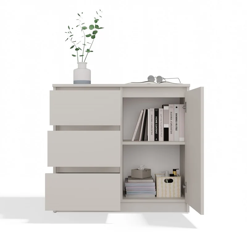 KOMMODE 1D3S SCHRANK 1 TÜR 3 SCHUBLADEN KASCHMIR BEIGE
