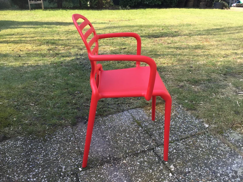 Gartenstuhl rot Kunststoff, Stuhl mit Armlehne rot