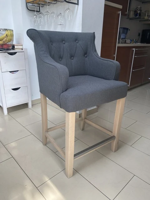 Barstuhl anthrazit, Barhocker anthrazit Landhausstil, Sitzhöhe 65 cm