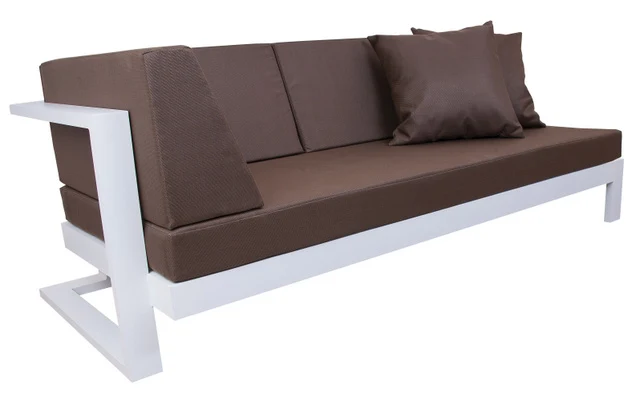 Outdoor Sitzgruppe Lounge weiß-braun, Aluminium Gestell, gepolstert